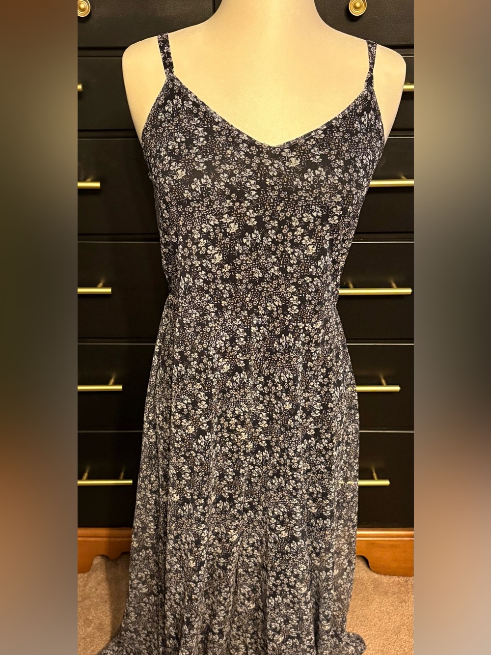 Maurices Navy Blue and White Floral Midi jumper
